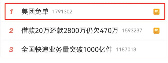 美团免单冲上热搜榜首！外卖补贴“大战”又升级？